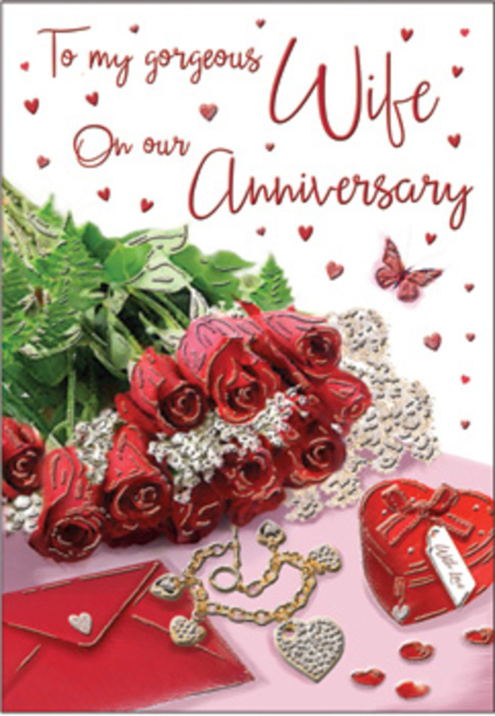 This anniversary card presents a rich, emotive scene carefully arranged to convey warmth and romance, as if curated by a florist who knows Sutton couples and their stories well. The focal point is a bouquet of classic red roses, each bloom luxuriously full, with velvety petals spiralling outwards in deep crimson tones that symbolise enduring passion. The roses are gathered closely together, wrapped visually by lush green foliage that cradles them and adds a sense of freshness and abundance, akin to a bouquet just delivered to a doorstep in Worcester Park or Hackbridge. Surrounding the flowers are meaningful objects: a vivid red heart-shaped box that hints at hidden treasures, a piece of jewellery resting in graceful curves, and a neatly arranged envelope that suggests a handwritten message of love and thanks. Delicate heart motifs and subtle sparkling embellishments are scattered around, catching the light like tiny celebratory confetti on a lovingly set anniversary table. The card's message is written in a flowing, elegant script, the lettering soft yet purposeful, reinforcing the idea of carefully chosen words meant for one person alone. The lighting is gentle and warm, picking up the sheen of metal, the satin softness of petals, and the smooth gloss of the card's surface, while shadows remain tender and unobtrusive. A small butterfly detail adds a poetic touch, suggesting transformation, growth, and the beauty of change within a long-term relationship. Altogether, the image resonates with intimacy, nostalgia, and quiet joy, the kind of feeling that pairs perfectly with a Sutton Flowers anniversary bouquet delivered locally to mark another cherished year together.