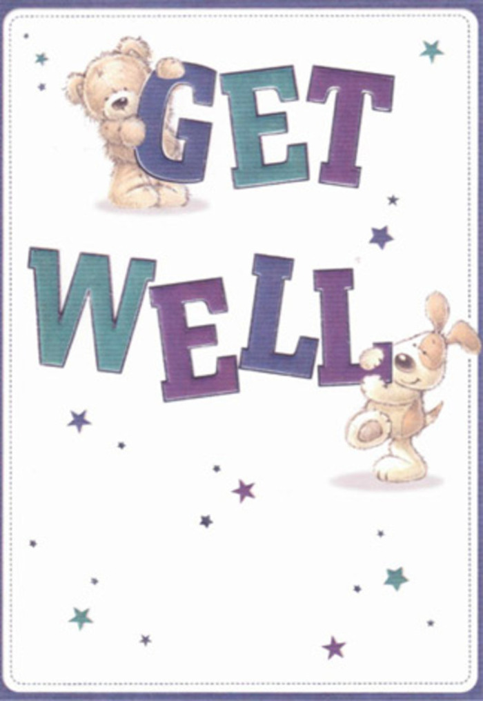With a sense of warmth that recalls the friendly streets and green commons of Sutton, this beautifully illustrated get well card tells a story of care and companionship. A huggable bear and an exuberant puppy join together over the lively, oversized 'Get Well' greeting, coloured in lush purples and teals that glow against a soft, luminous background. Their playful, inviting energy is heightened by the gentle scatter of indigo and sapphire-hued stars, each one bursting with hopeful wishes reminiscent of peeking through leafy branches in Overton Park. The detail and texture in their fur seem almost tangible, a comforting nod to the embraces exchanged by loved ones-just as a bouquet crafted at Sutton Flowers is filled with genuine affection. The confident, approachable typeface strengthens the card's uplifting message, letting light and positivity shine through every curve and contour. Designed not only for visual delight but for emotional healing, this card is a delightful partner to a thoughtfully arranged bouquet-its innocence, charm, and gentle humour supporting recovery and rest for someone cherished in Sutton.
